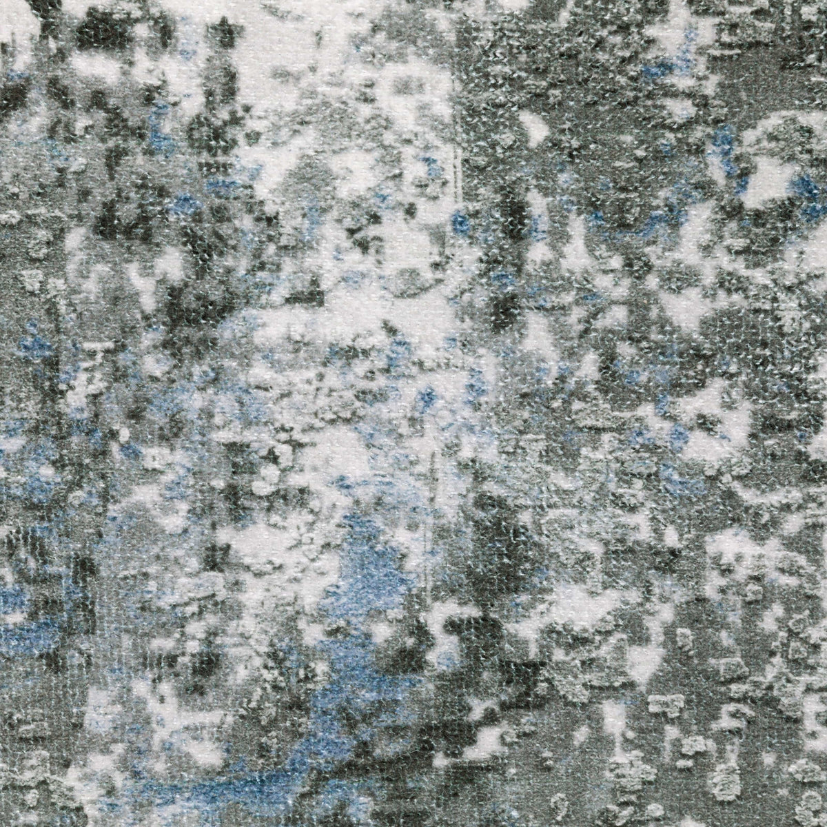 Malibu Ivory & Grey Washable Rug with abstract distressed design, low-profile polyester, and non-slip backing.