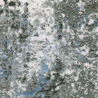Malibu Ivory & Grey Washable Rug with abstract distressed design, low-profile polyester, and non-slip backing.