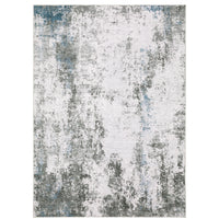 Malibu Ivory & Grey Washable Rug with organic abstract and distressed traditional designs.