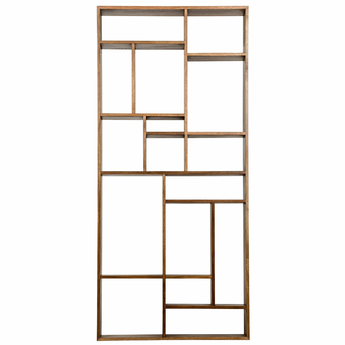 Malic Dark Walnut Bookshelf, 88"H x 40"W, with versatile cubbies and shelves.