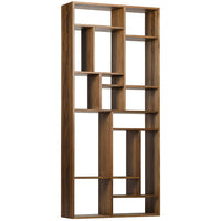 Malic Dark Walnut Bookshelf with versatile cubby shelves, 88"H x 40"W.