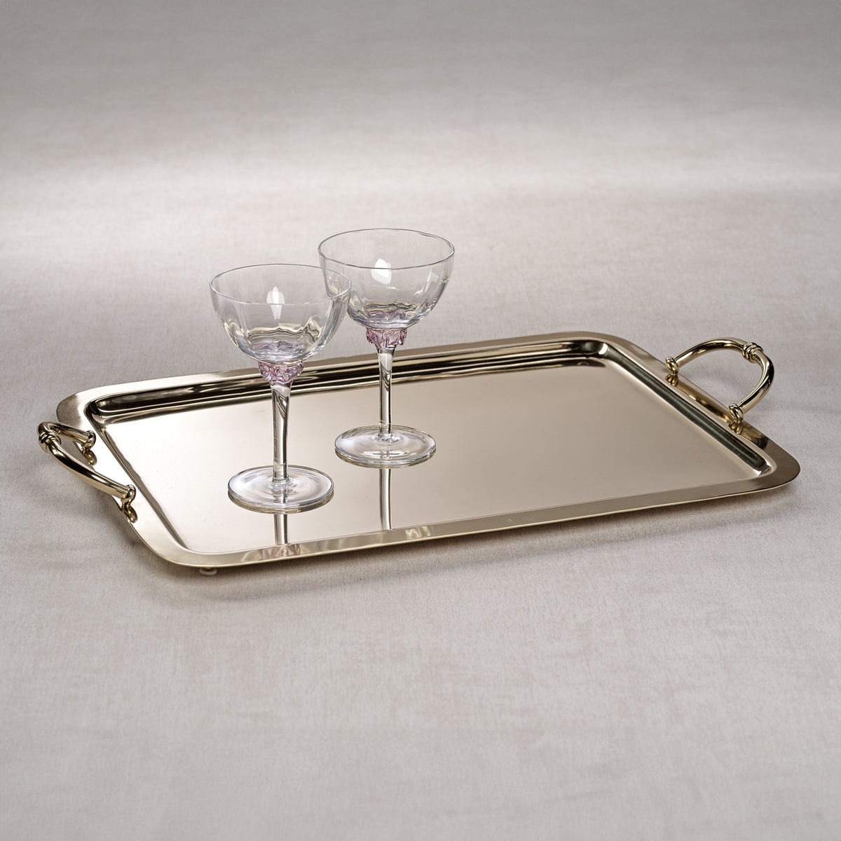 Manetta Polished Brass Serving Tray, Large - Tray Detail | Bone & Brass