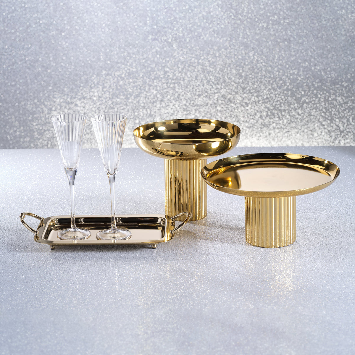 Manetta Polished Brass Tray, Small - Tray Side View | Bone & Brass