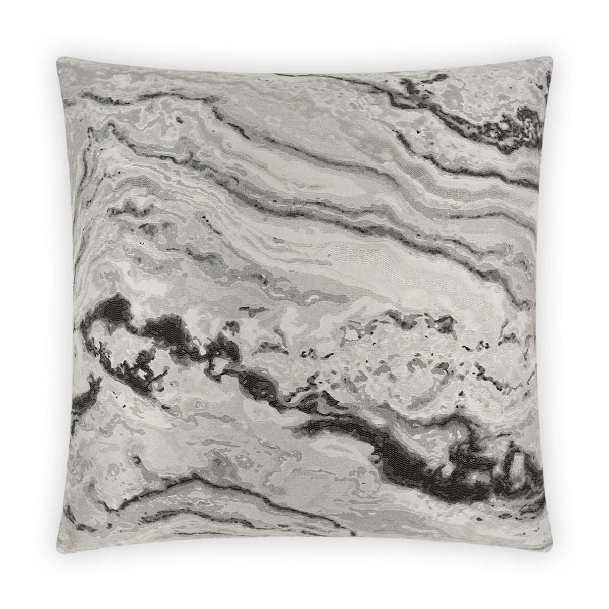 Manhattan Onyx & Silver 24" square throw pillow with a luxurious marble-like texture.