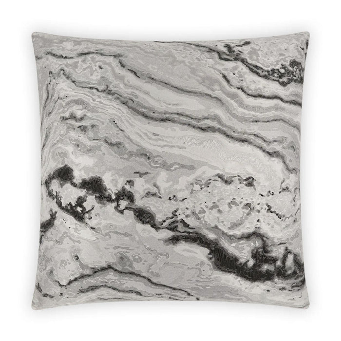 Manhattan Onyx & Silver 24" square throw pillow with a luxurious marble-like texture.
