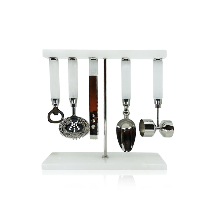 Marabella Alabaster 5-Piece Bar Tool Set | Bone & Brass