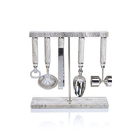 Marabella Marble 5-Piece Bar Tool Set | Bone & Brass
