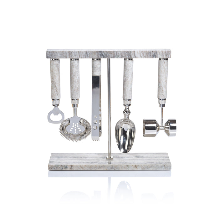 Marabella Marble 5-Piece Bar Tool Set | Bone & Brass