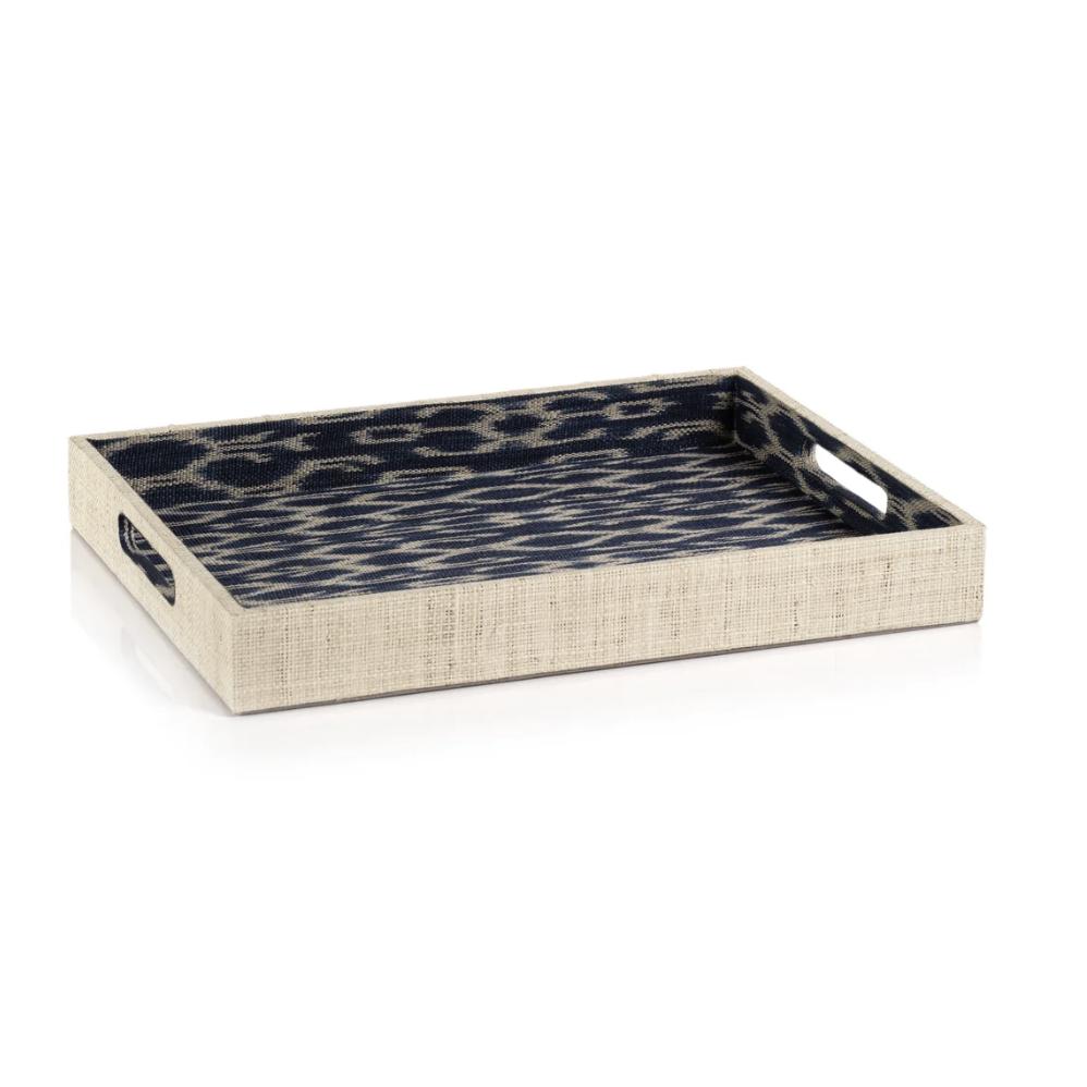 Marano Blue & Natural Raffia Serving Tray | Bone & Brass