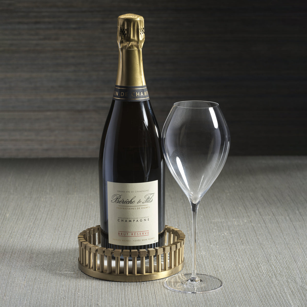 Marbelle Gold Marble Wine Bottle Coaster - Coaster Top View | Bone & Brass