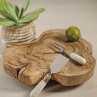 Marble Wood Cheese Tools, Set 4 - Knife Detail | Bone & Brass