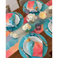 Marbled Napkin Ring | Turquoise, Orange or Green, Set 4 - Ring Close Up | Bone & Brass
