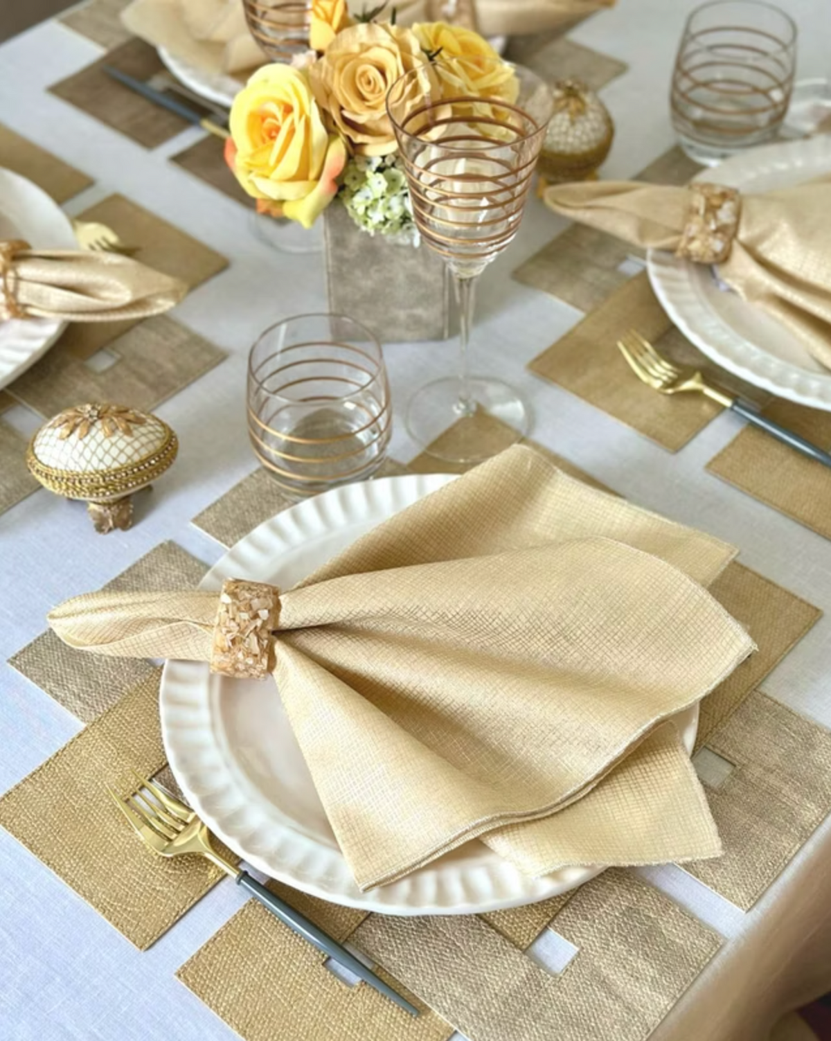 Marbled Pearl Napkin Ring, Set of 4