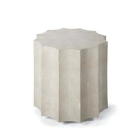Marilyn Ivory Shagreen Scalloped Accent Table, modern faux shagreen, 21" tall.