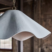 Marisol White Fluted Pendant Large - Pendant Installed | Bone & Brass