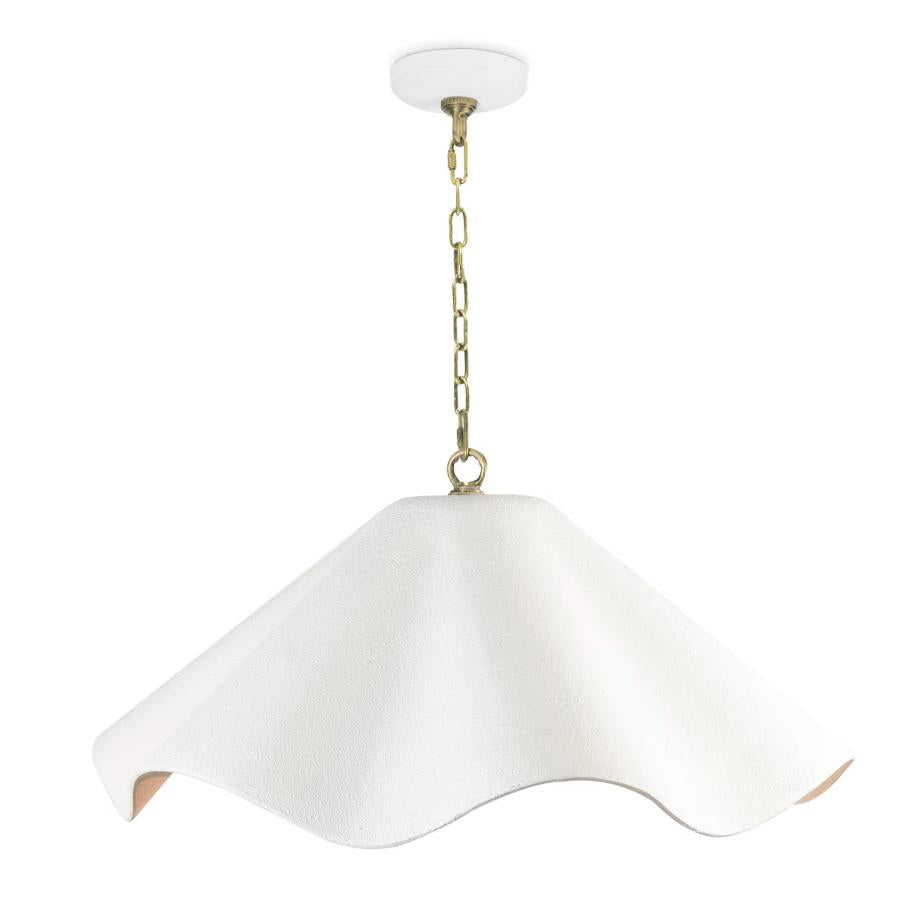 Marisol White Fluted Pendant Large | Bone & Brass