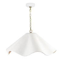 Marisol White Fluted Pendant Large | Bone & Brass