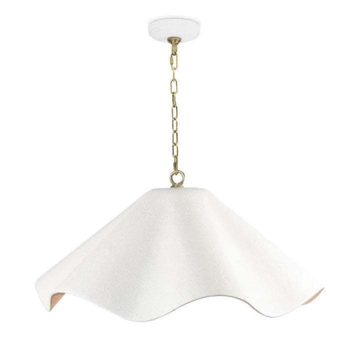 Marisol White Fluted Pendant Large | Bone & Brass