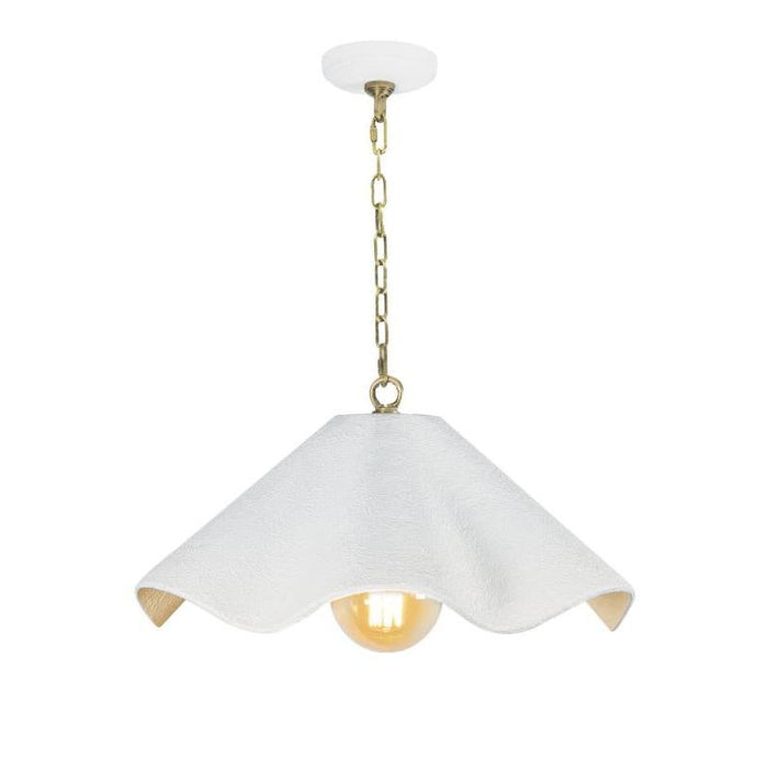 Marisol White Fluted Pendant Small | Bone & Brass