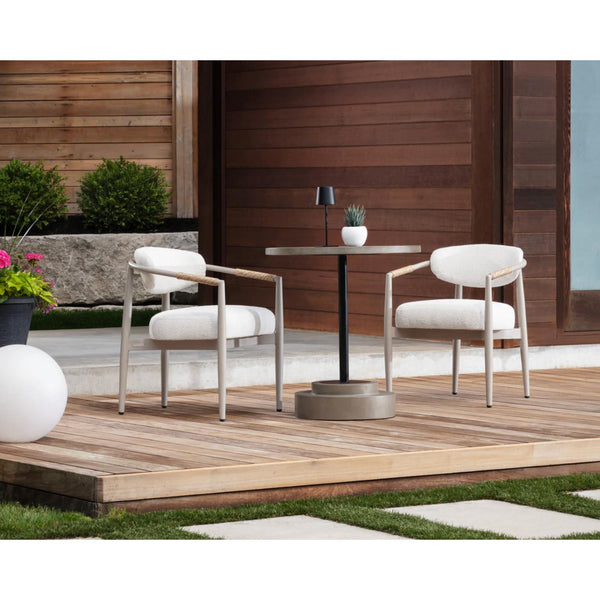 Marita Outdoor Dining Armchair - Greige - Outdoor Dining Chair Side View | Bone & Brass