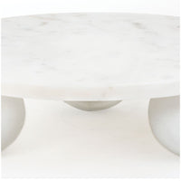 Marlow White Marble Plate, a round, solid white marble pedestal plate with a smooth finish.