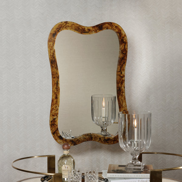Marrakesh Amber Resin Wall Mirror - Mirror Detail | Bone & Brass