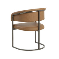 Marris Cognac & Gunmetal Dining Armchair - Chair Side View | Bone & Brass