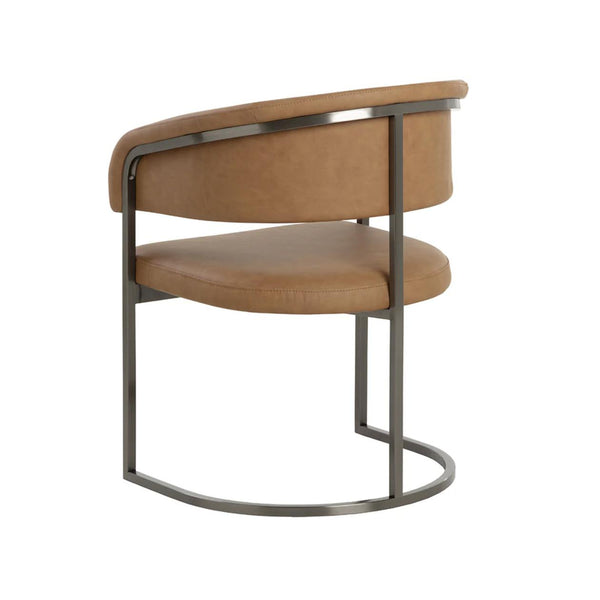 Marris Cognac & Gunmetal Dining Armchair - Chair Side View | Bone & Brass