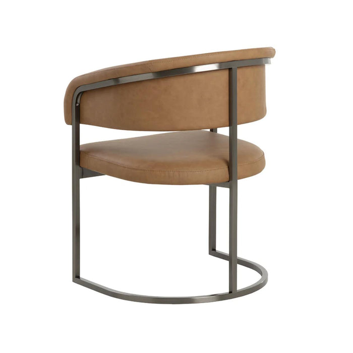 Marris Cognac & Gunmetal Dining Armchair - Chair Side View | Bone & Brass