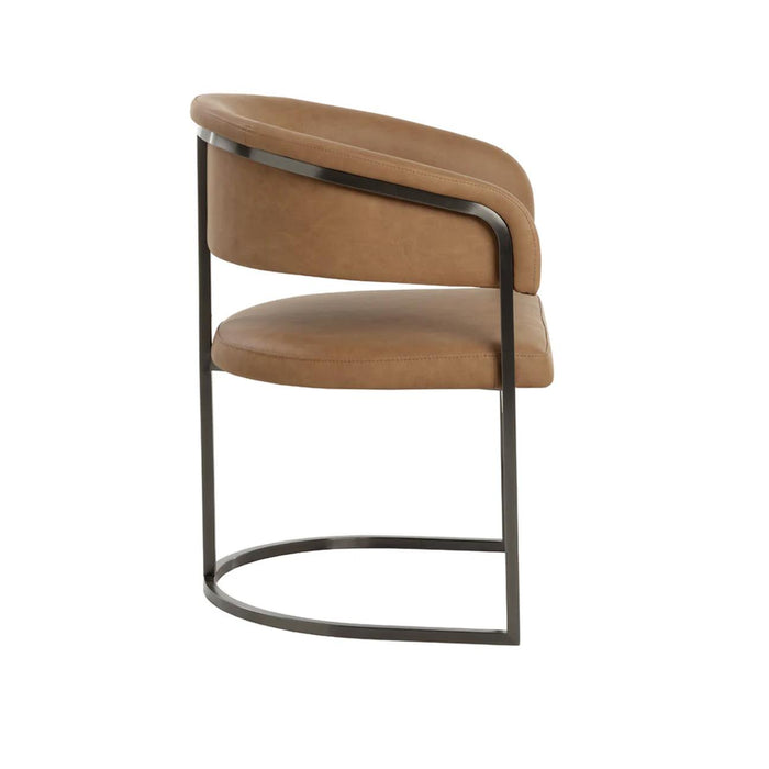 Marris Cognac & Gunmetal Dining Armchair - Chair Detail | Bone & Brass