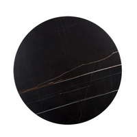 Massie Black Marble & Gold Bistro Table 35.5" - Table Top View | Bone & Brass