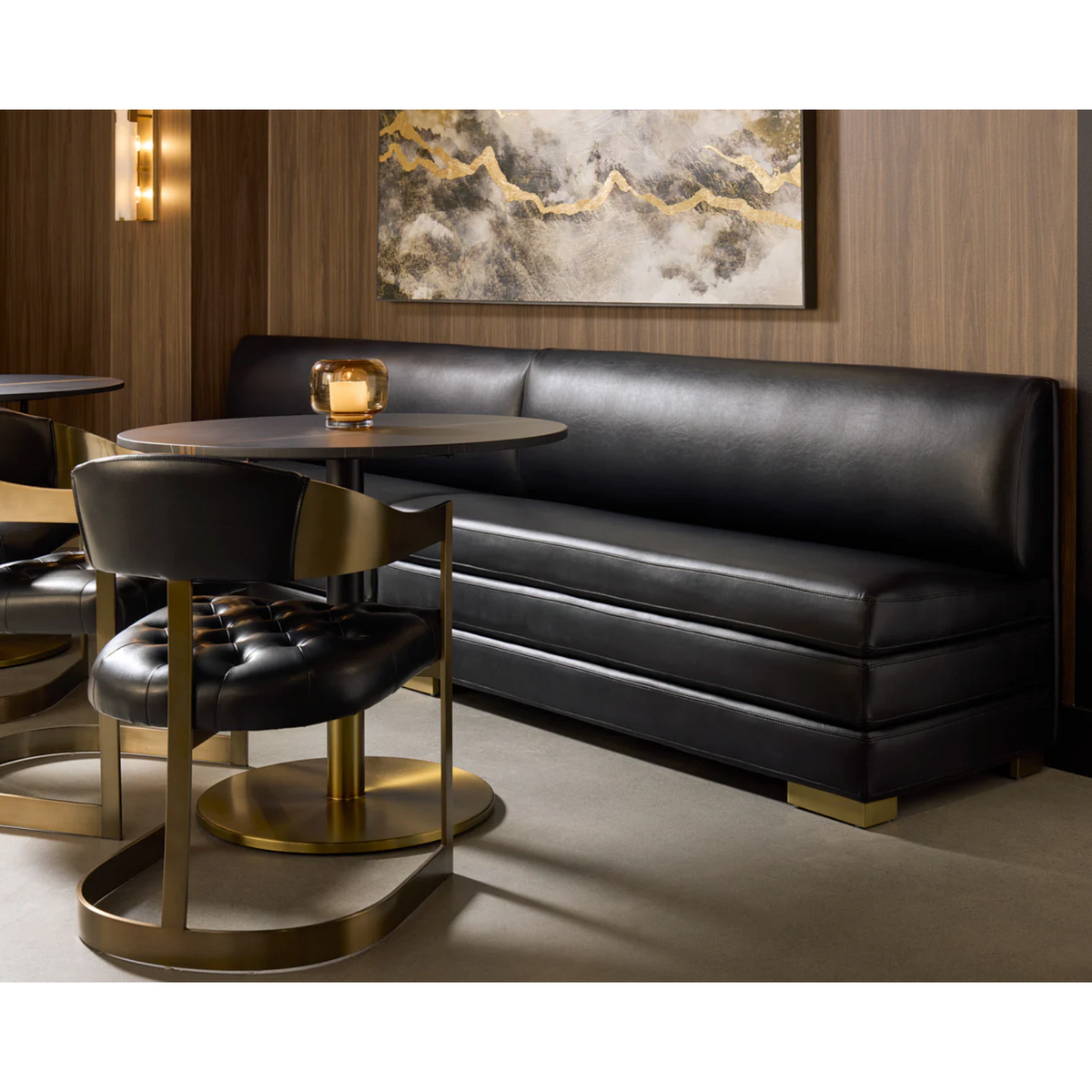 Massie Black Marble & Gold Bistro Table 35.5" - Table Detail | Bone & Brass