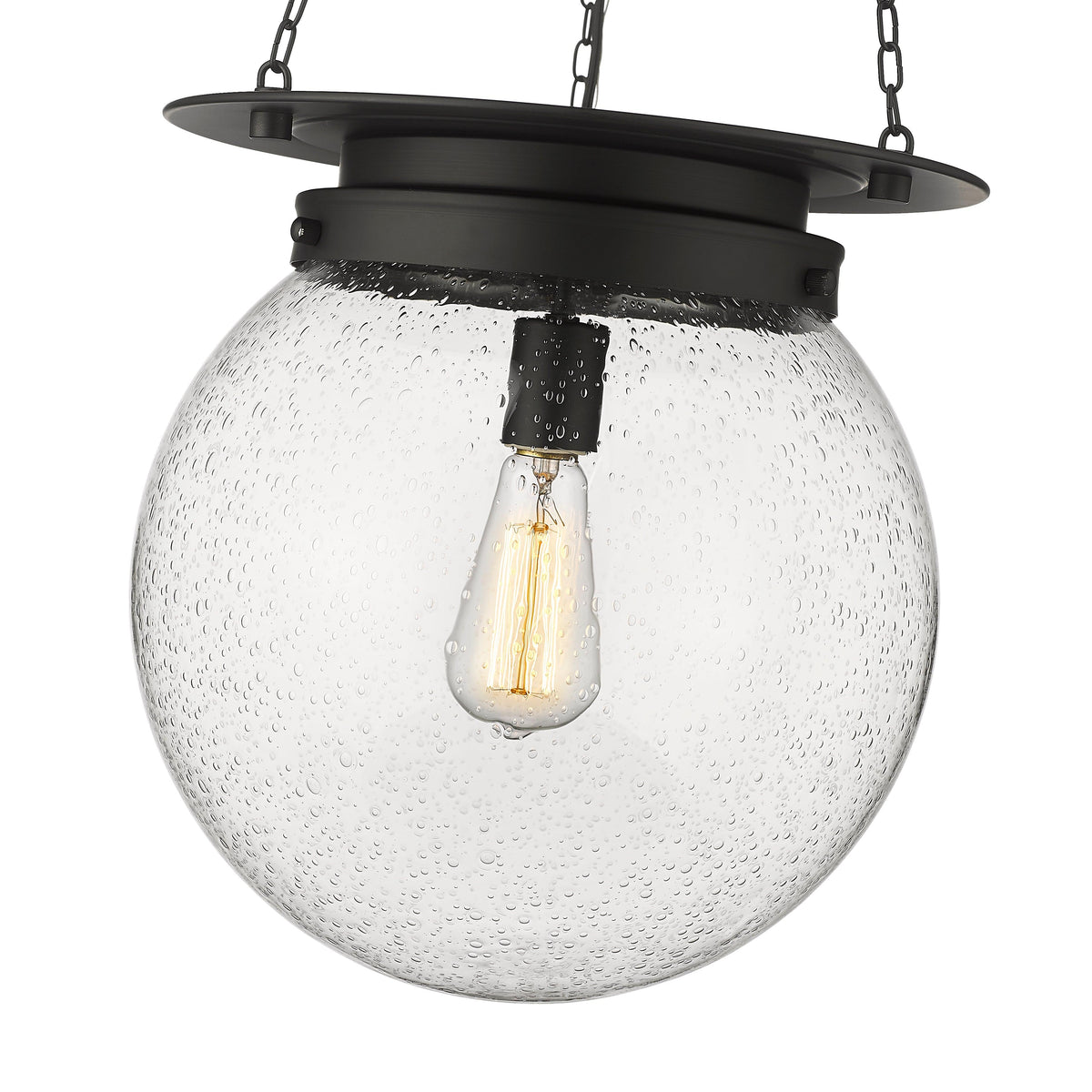 Matte Black Calhoun Seedy Glass Pendant