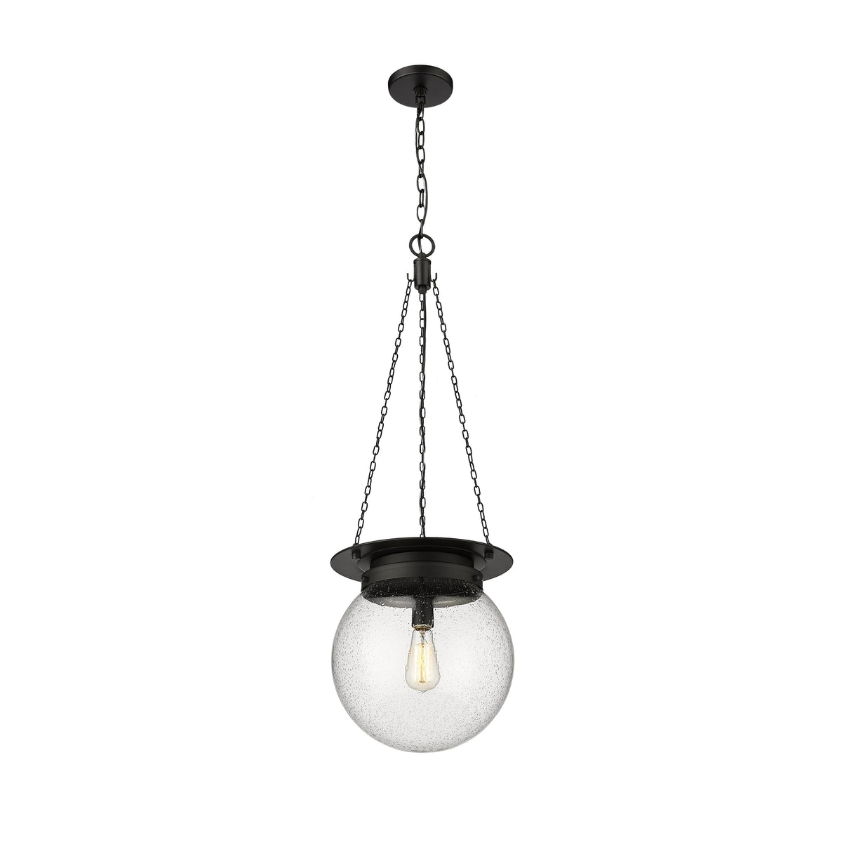 Matte Black Calhoun Seedy Glass Pendant