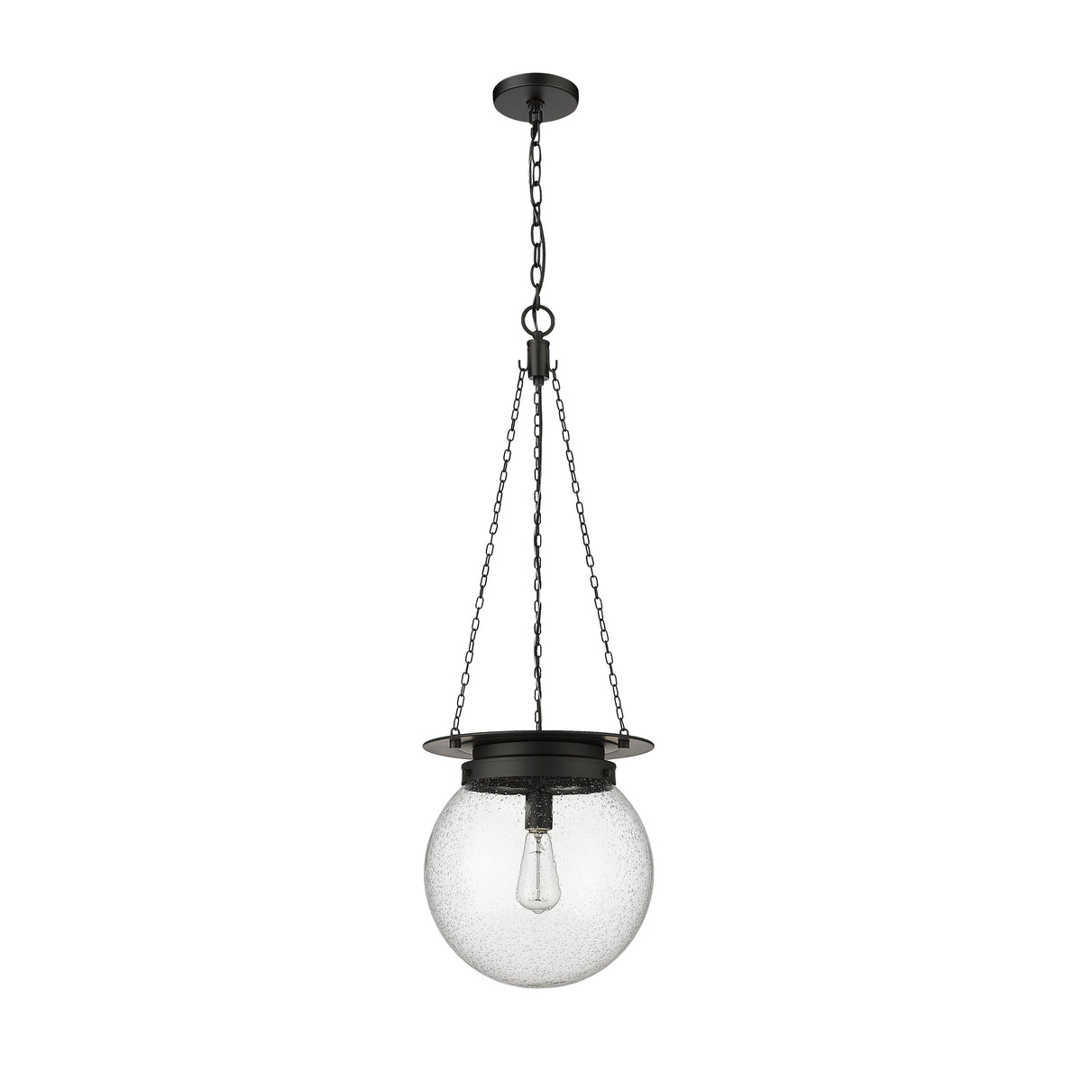 Matte Black Calhoun Seedy Glass Pendant