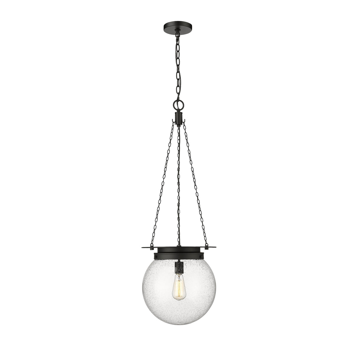 Matte Black Calhoun Seedy Glass Pendant