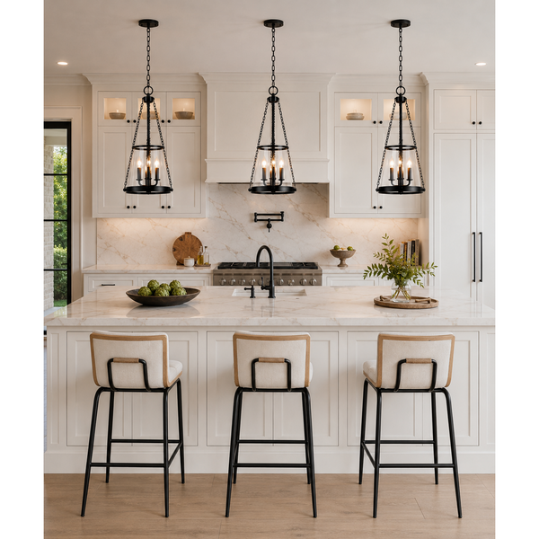 Matte Black Clear Glass Lantern Pendant