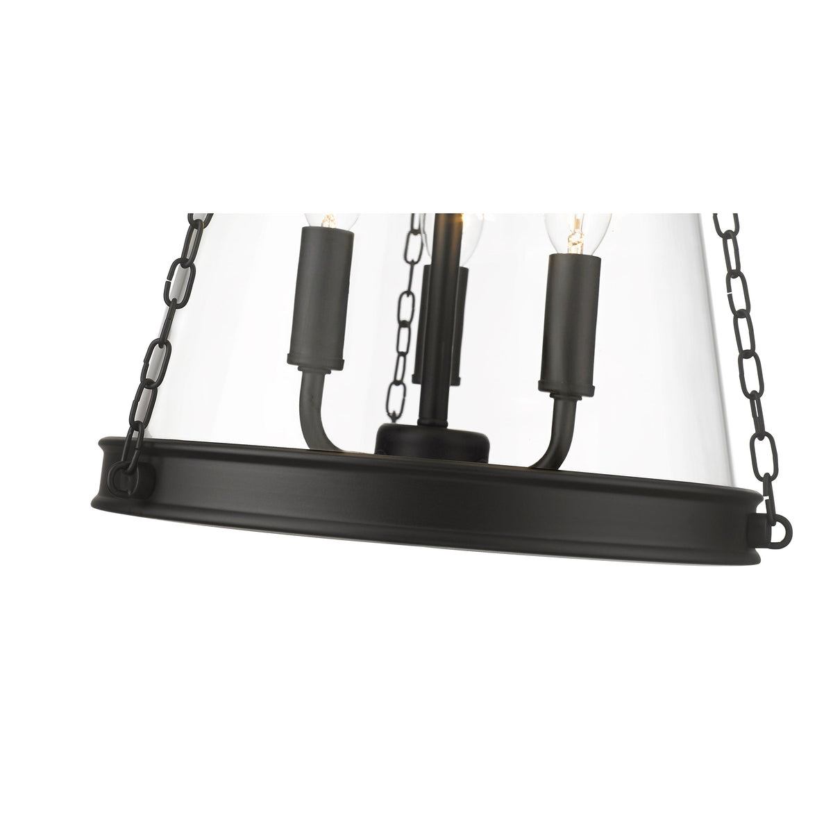 Matte Black Clear Glass Lantern Pendant