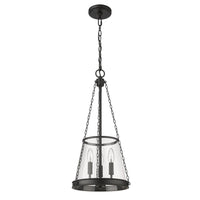 Matte Black Clear Glass Lantern Pendant