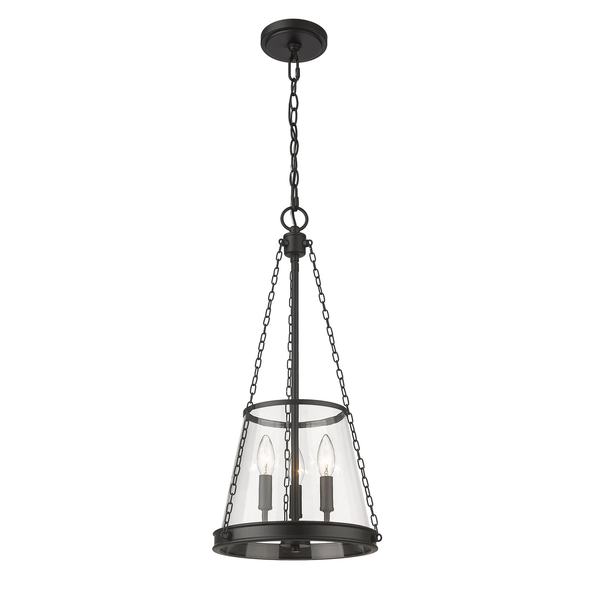 Matte Black Clear Glass Lantern Pendant
