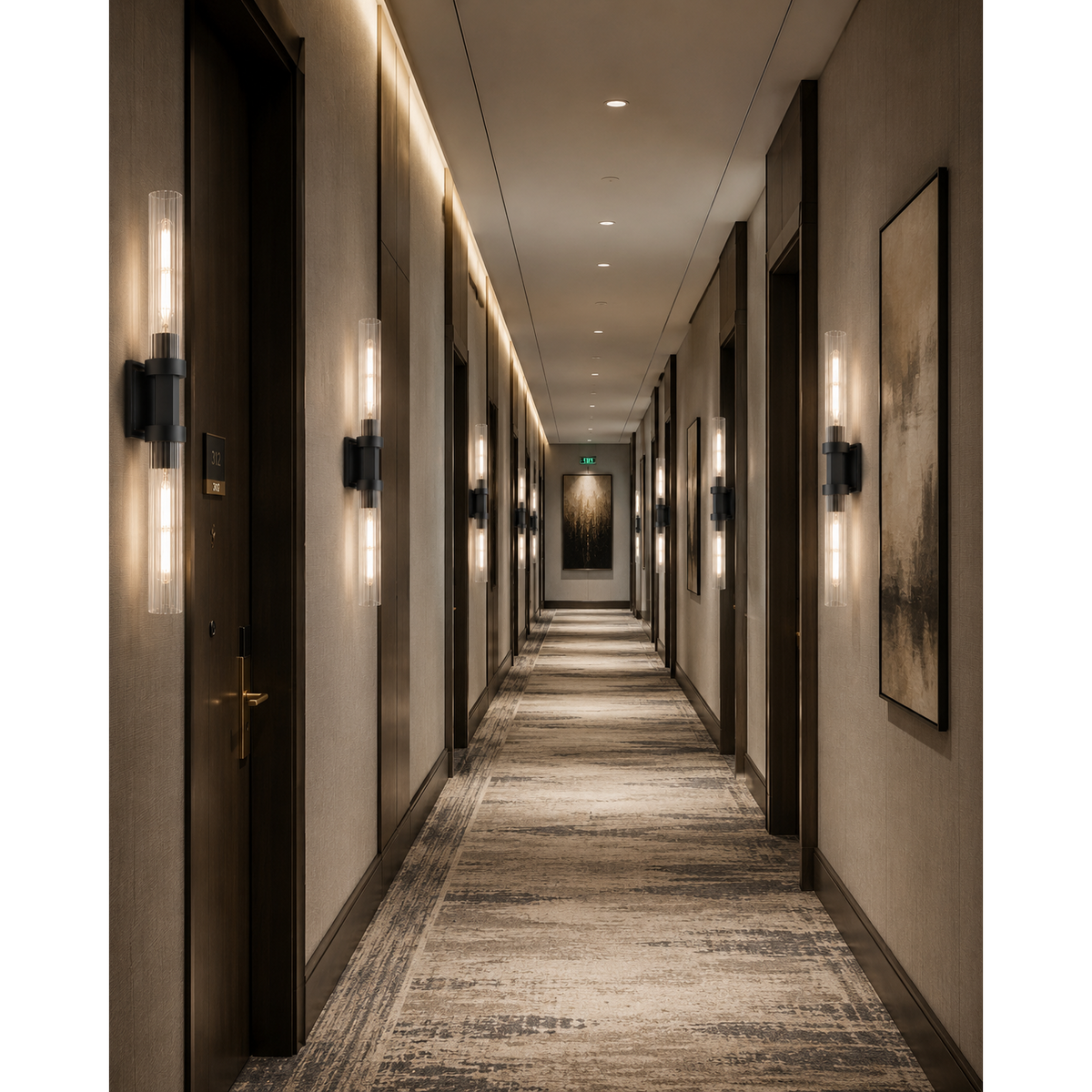 Matte Black Fluted Glass Wall Sconce