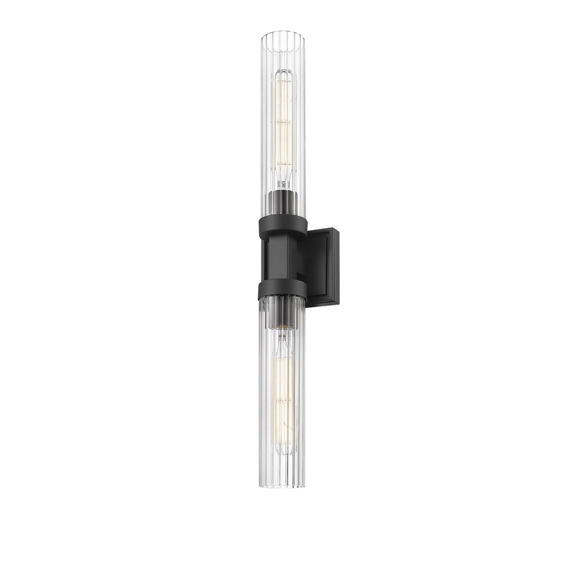 Matte Black Fluted Glass Wall Sconce