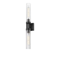 Matte Black Fluted Glass Wall Sconce
