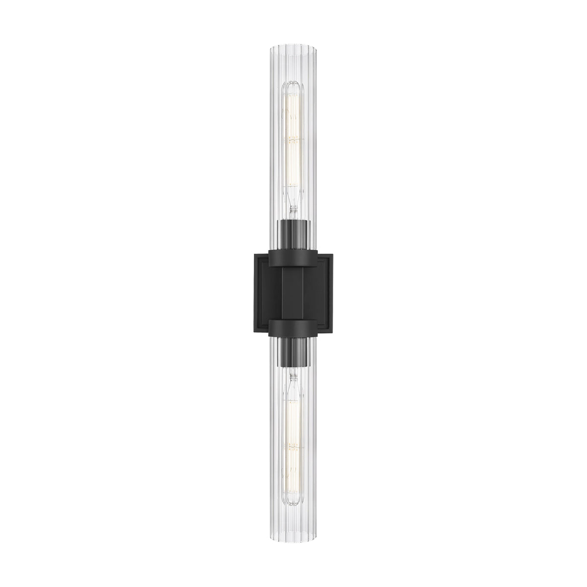 Matte Black Fluted Glass Wall Sconce
