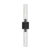 Matte Black Fluted Glass Wall Sconce