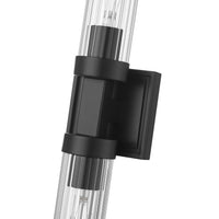 Matte Black Fluted Glass Wall Sconce