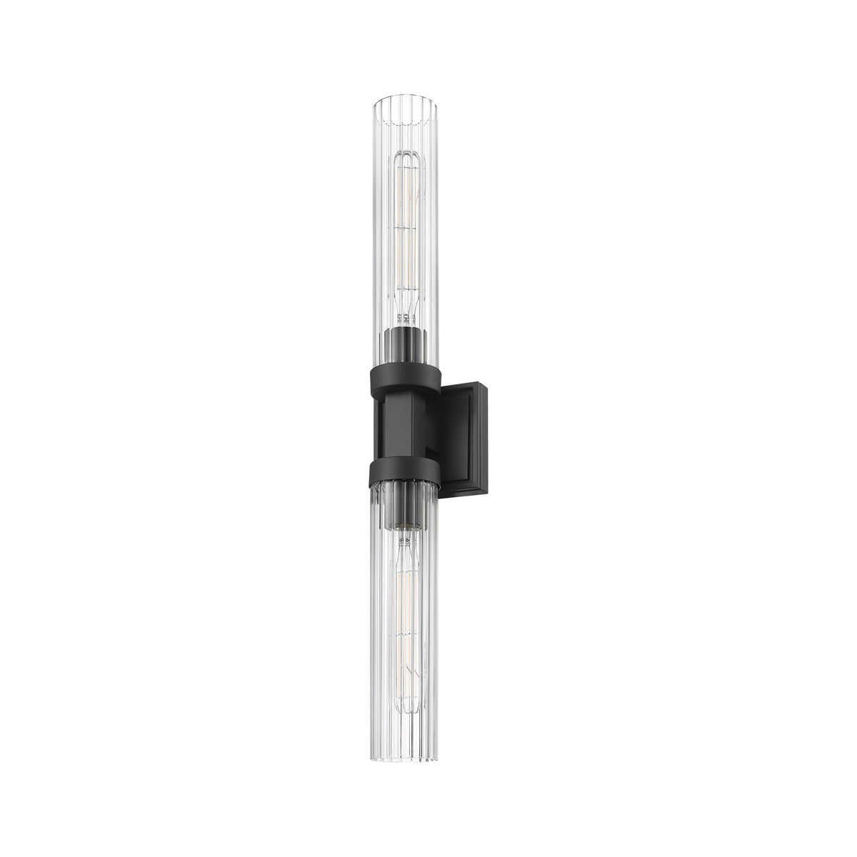 Matte Black Fluted Glass Wall Sconce