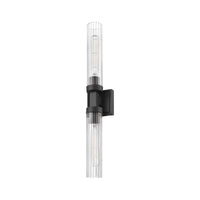 Matte Black Fluted Glass Wall Sconce