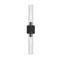 Matte Black Fluted Glass Wall Sconce