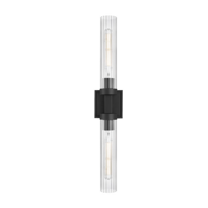 Matte Black Fluted Glass Wall Sconce